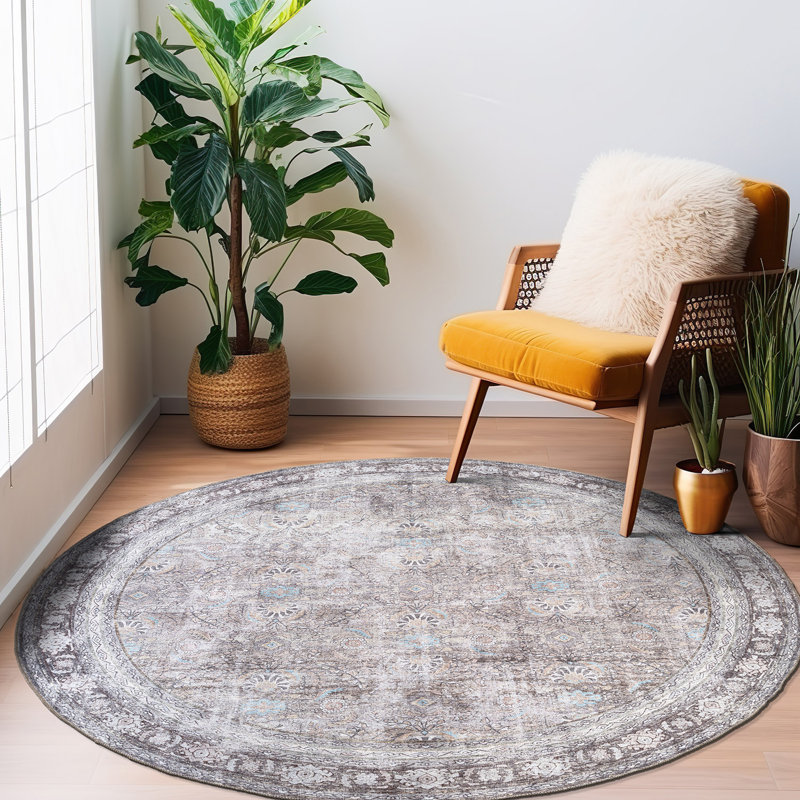 Tapis ivoire / gris Griffey, Rond 7 pi 10 po