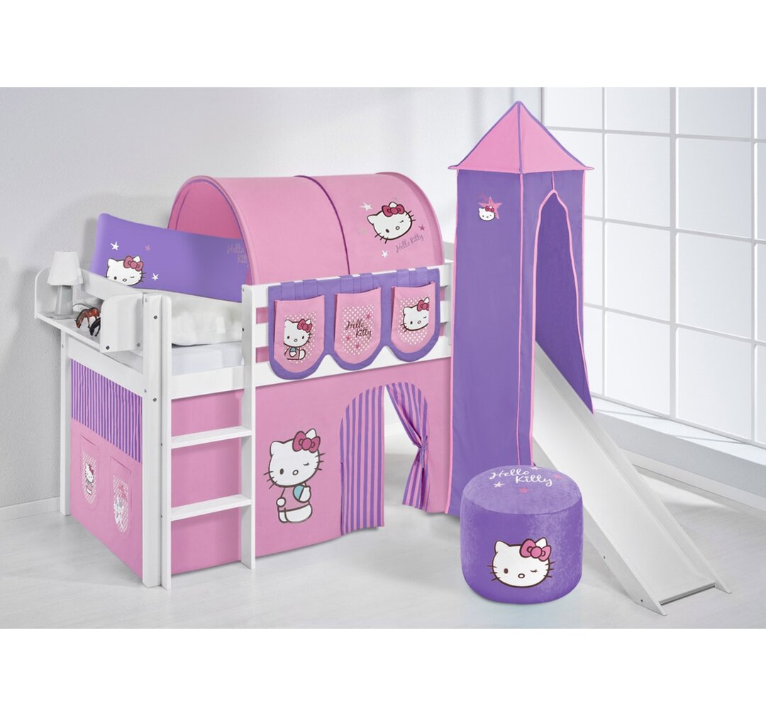 Halbhochbett Hello Kitty mit Textil-Set, 90 x 190 cm