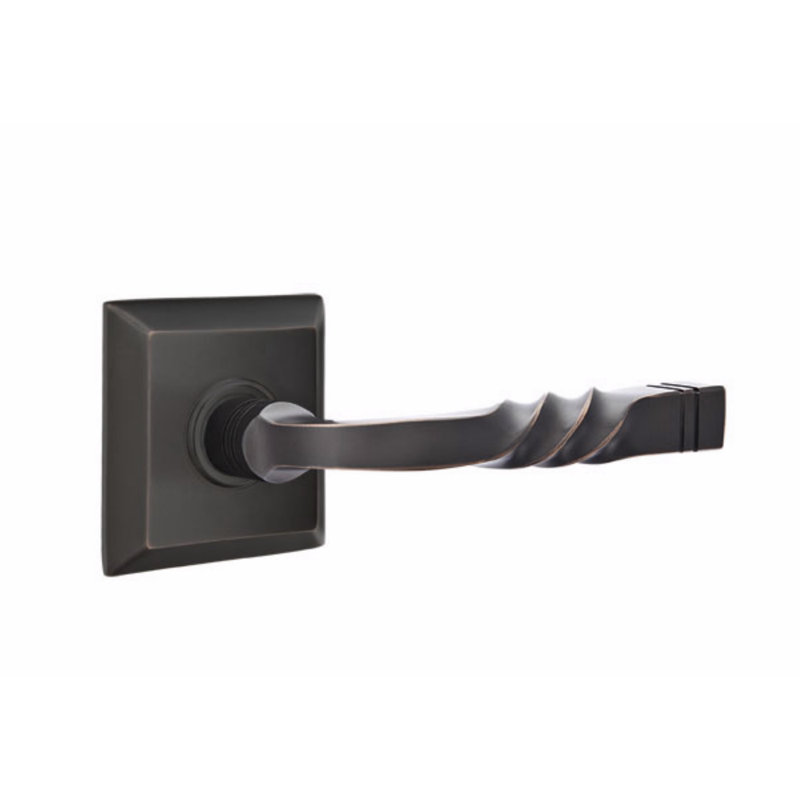 Santa Fe Flat Passage (Hall & Closet) Door Lever with Oval Rosette, Oil Rubbed Bronze, Left