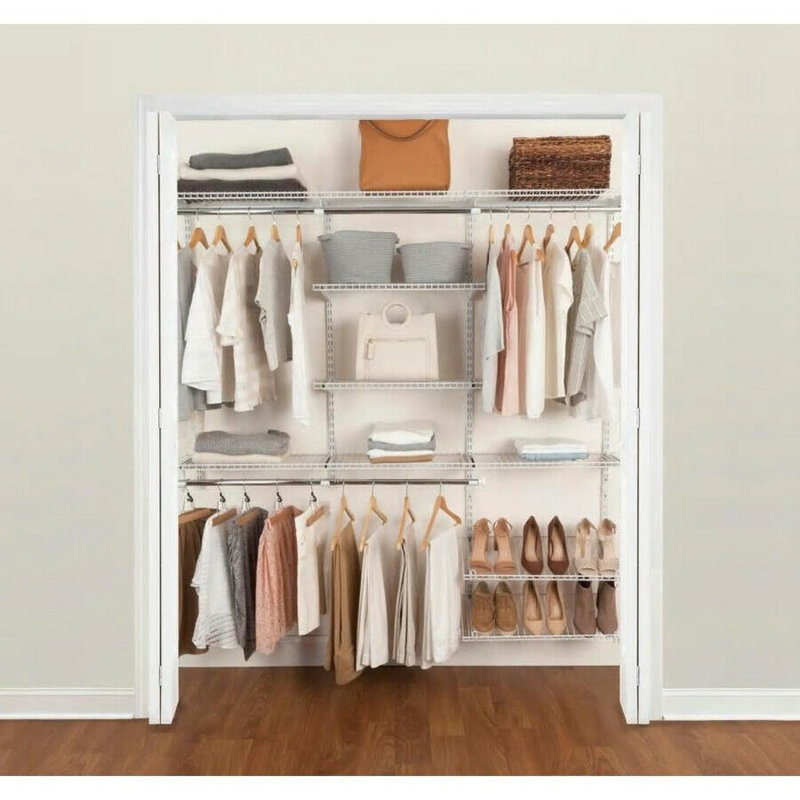 Rubbermaid FastTrack 6 to 10 Ft Wide White Wire Closet Configuration Storage Kit
