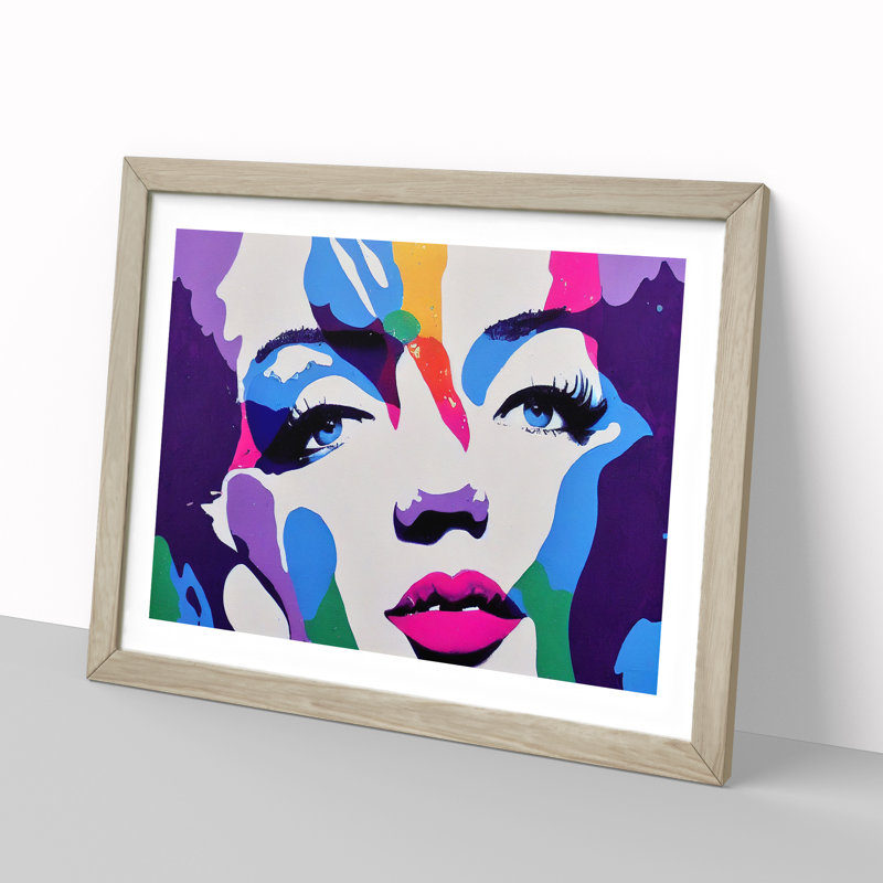 Pop Woman - Single Picture Frame Print, 25cm H x 34cm W x 2cm D, Oak