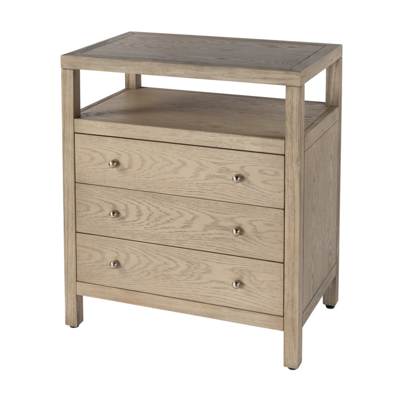 Celine 27" 3-Drawer Nightstand, Light Oak
