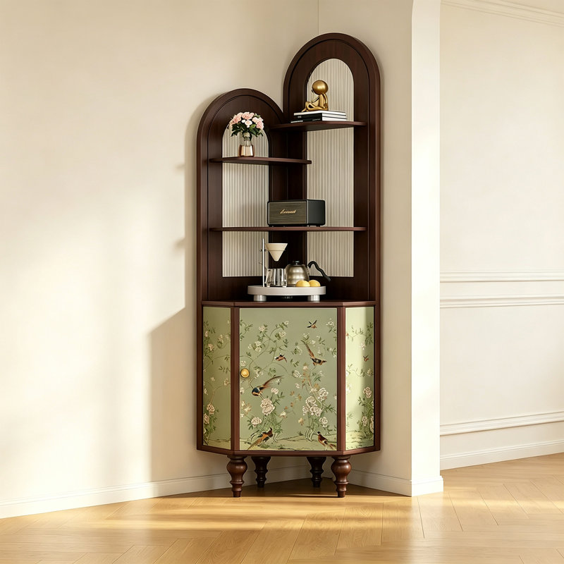 Vitrine décorative de coin en pin