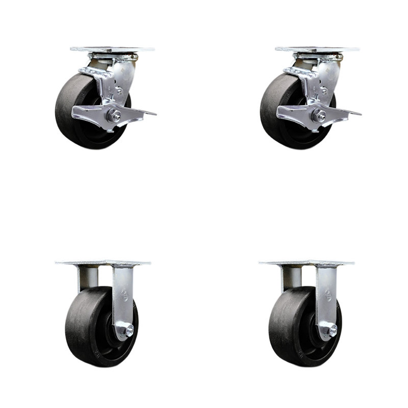 4 Piece Nylon Caster Set with Roller Bearings
