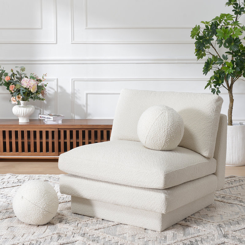 Detachable Reversible Throw Pillow, 12"H x 12"W, Cream