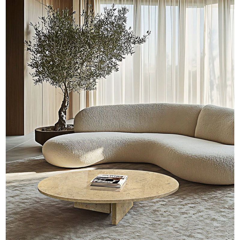Table basse ronde, Beige, jaune