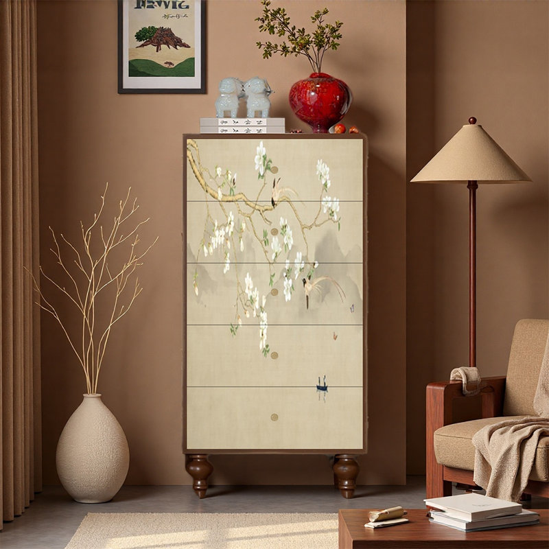 Armoire de rangement à cinq tiroirs, Noyer