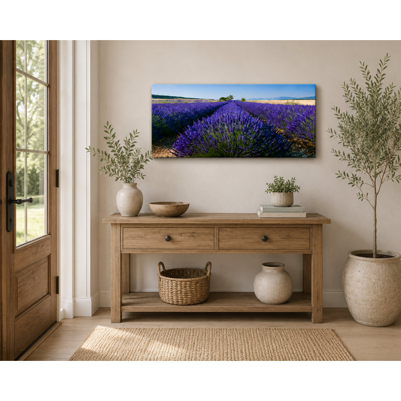 «Lavender Horizon Escape», art mural panoramique sur toile de lavande, H 24 po x l 48 po x P 1,5 po