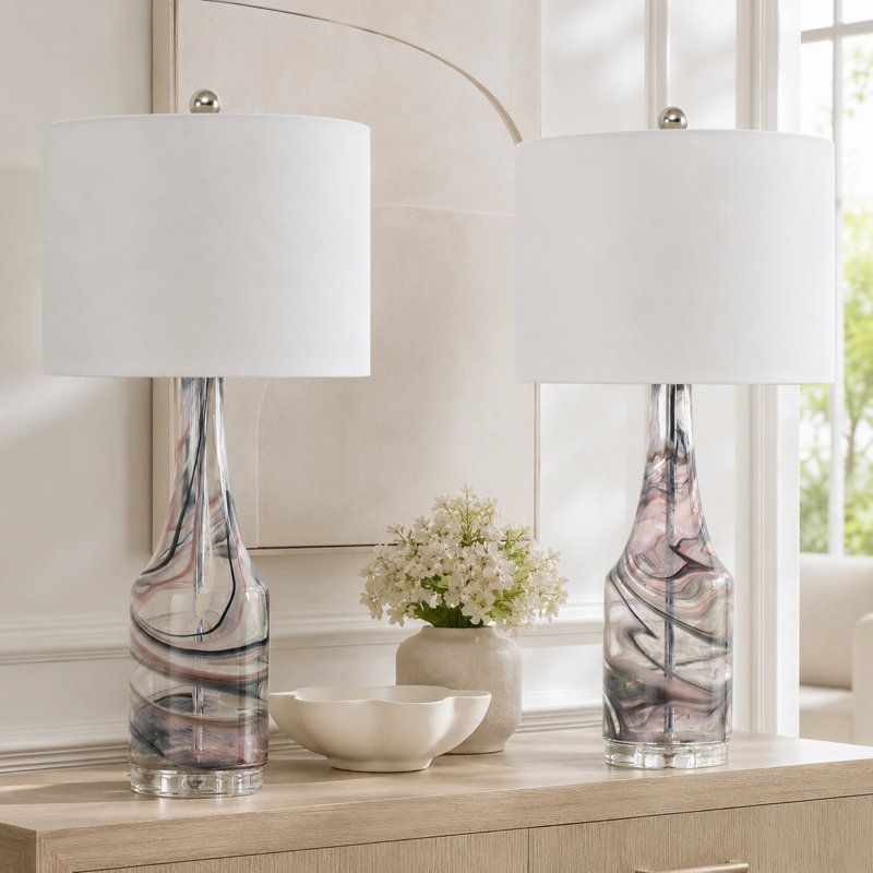 Korando Dimmable Glass Table Lamp, 28.5'' H X 13'' W X 13'' D