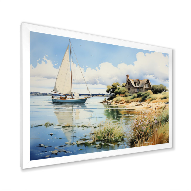 England Coastal Serenityengland Landscape V - reproduction d'art sur toile, Cadre photo blanc, H 34 po x l 44 po x P 1,5 po
