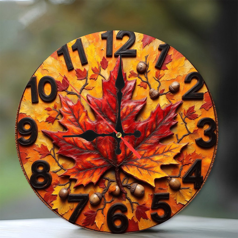 Horloge murale feuille d'automne