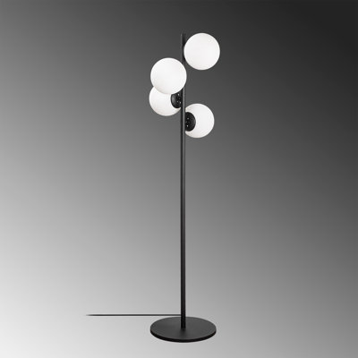 Glamorous Floor Lamp with Metal Body & Glass Cap, 51.2 in Height | 15 in Cap Diameter, 15 in Cap Height | 4 x E27 Socket (Max 40W) | 6.6 ft Cable | Elegant Finish, Perfect for Living Room, Bedroom, & Office Decor, IP20 Rated