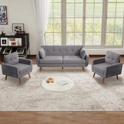 Ensemble de salon rembourré capitonné 78 po avec 2 fauteuils