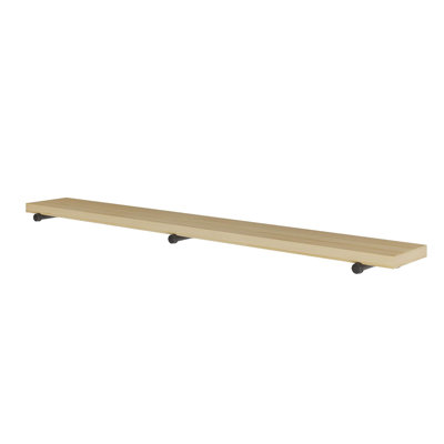 72 Inch Floating Shelf with Pipe Shelf Bracket, 9.25" Deep Wooden Wall Shelf, Living Room Shelf, 1.5" Thick Industrial Pipe Shelf, Office Shelving, Farmhouse & Boho Shelf Decor, Natural, 1 Pc