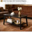 Table basse, table centrale à 2 niveaux avec rangement, pieds fuselés, transitions courbées, 21,7 po x 39,4 po x 17,7 po, facile à assembler, pour le salon, noir