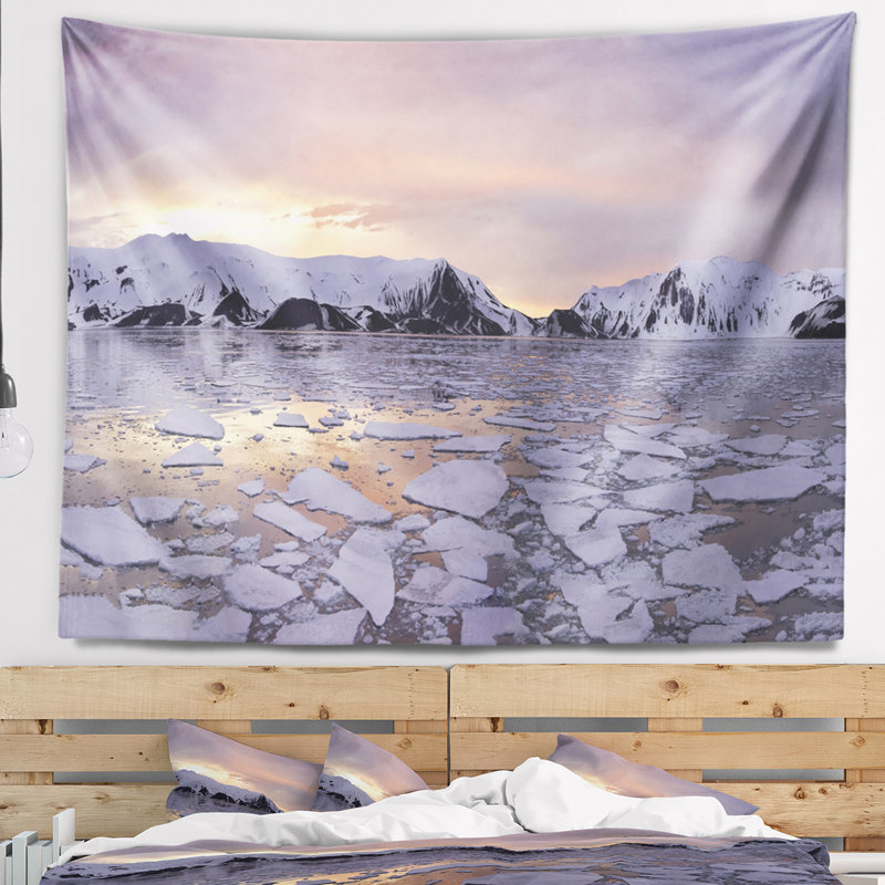 Tapisserie paysage marin antarctique, H 32 po x l 39 po