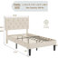 Structure de lit simple tapissier beige en velours avec tête de lit capitonnée à motif de losanges, aucun sommier nécessaire-205811838-261561812