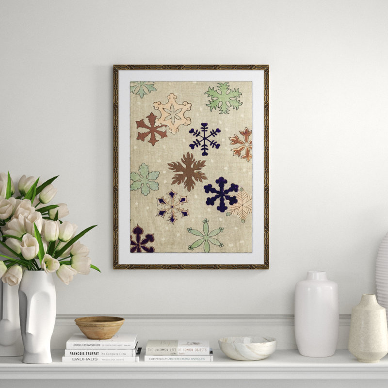 Asian Woodblock Snowflakes Framed