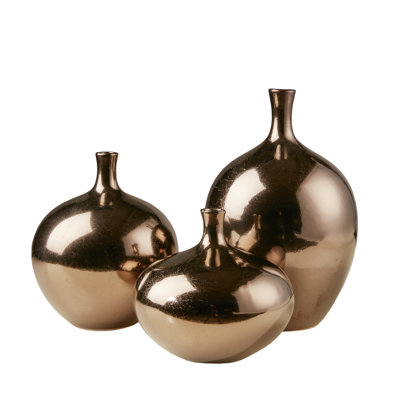 Ansen 3-Piece Mirrored Ceramic Decorative Vases Set