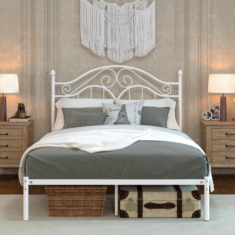 Lit plateforme Alecia, Double, Blanc