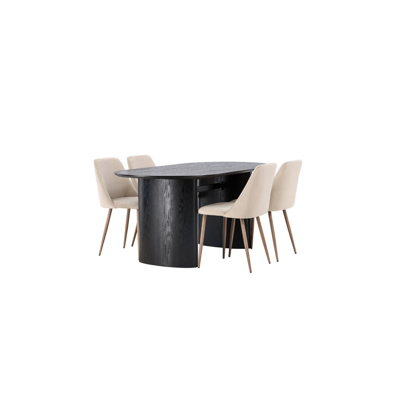 Mize 4 - Person Dining Set, Brown, Brown, Black