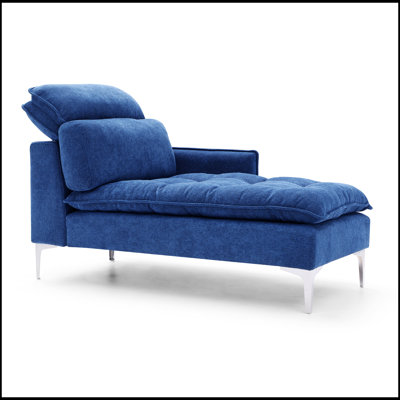 Chaise Lounge Indoor, Upholstered Furniture with Left Armrest & Lumbar Pillow, Button Tufted for Living Room, Bedroom, and Office by Ebern Designs