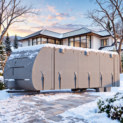 Edrosie Inc 30-33 FT Heavy Duty Travel Trailer RV Camper Cover with 2 Straps, 4 Tire Covers and Tongue Jack Cover