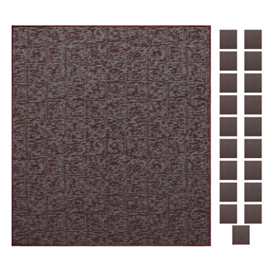 Ensemble de tapis intérieur / extérieur en nylon touffeté à la machine géométrique bourgogne