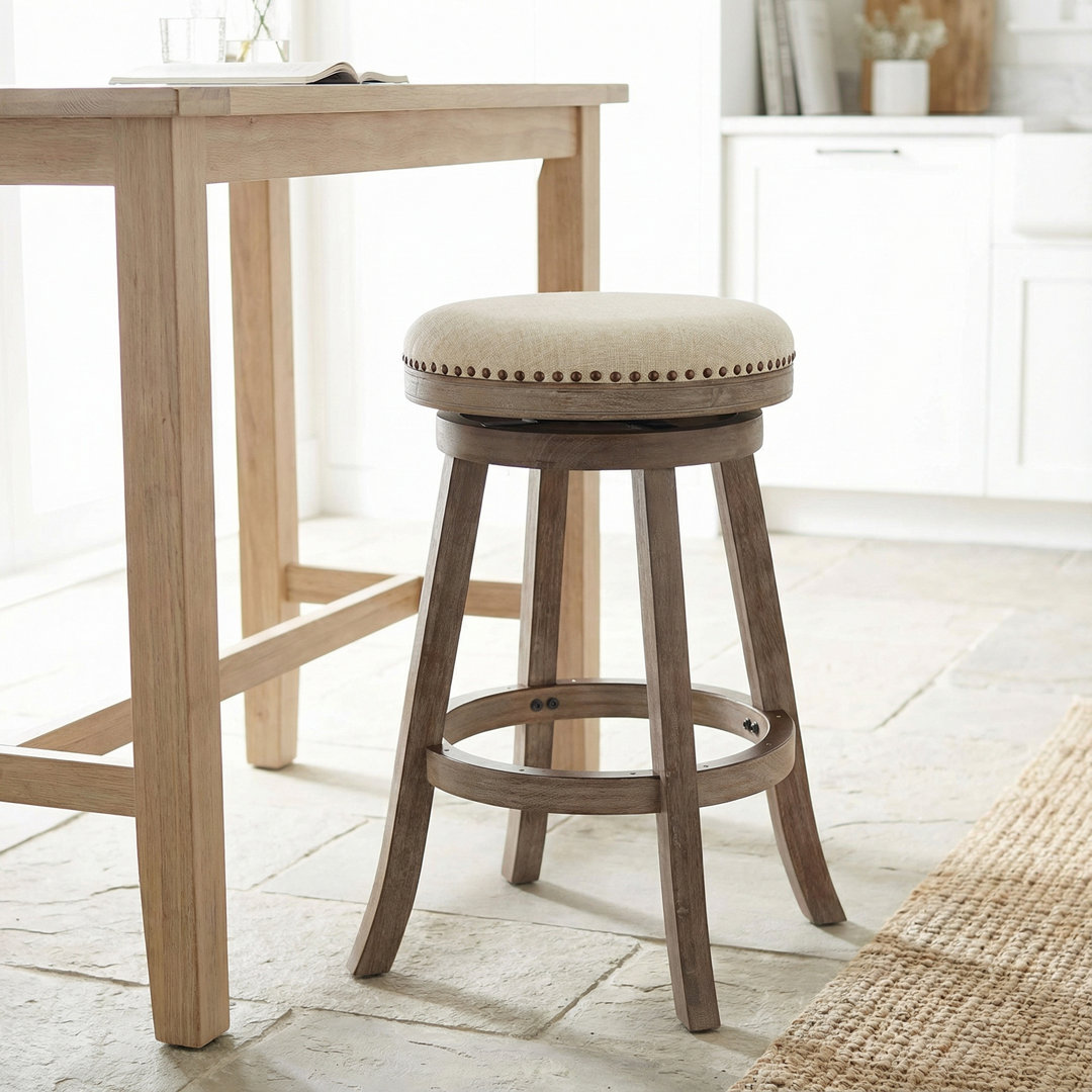 Pittsford Swivel Upholstered Counter Stool with Solid Wood Frame Gracie Oaks