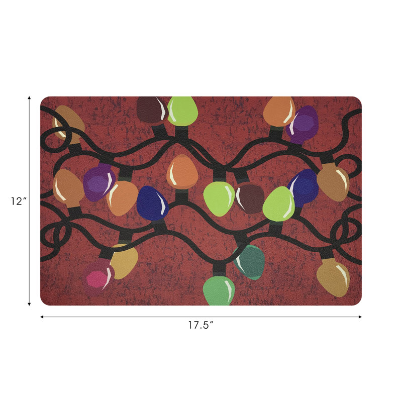 Xmas Vegan Leather Rectangle Placemats, Red