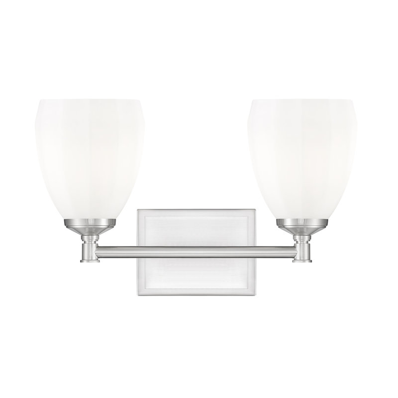 Coiffeuse Mattera, Nickel brossé, Deux lumières, H 10 po x l 16 po x P 6,5 po