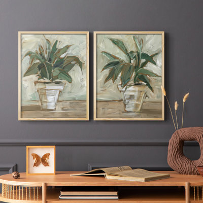 Impression impressionniste avec plante d'intérieur I-Premium - prête à être accrochée - aucun clou requis - aucun clou requis