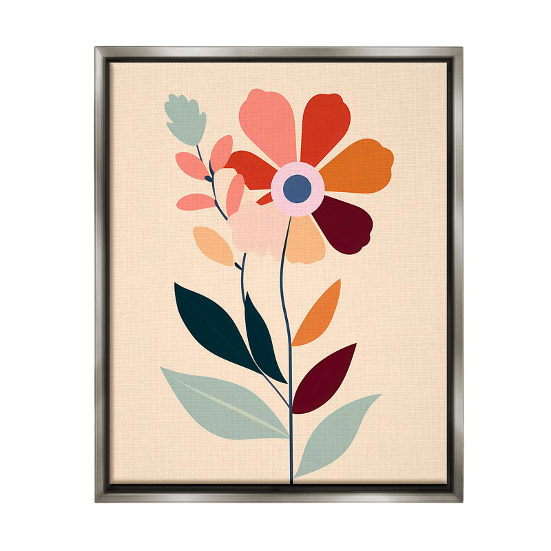 «Modern Flower Sprigs Floater Frame» par Walker Noble sur, Cadre flottant gris lustré, H 31 po x l 25 po