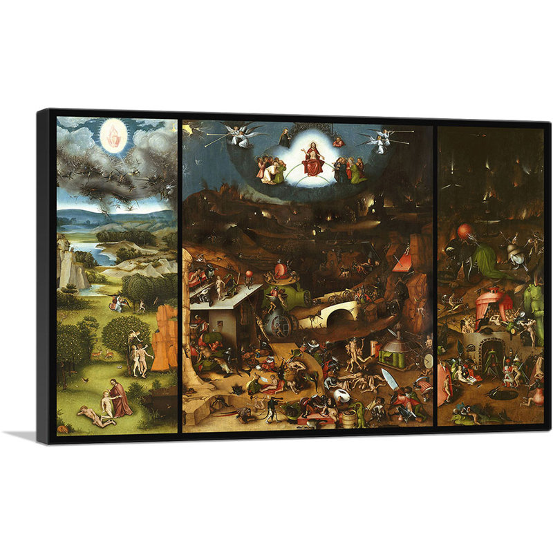 " The Last Judgement 1482 " by Hieronymus Bosch Painting Print, 26" H x 40" W x 0.75" D
