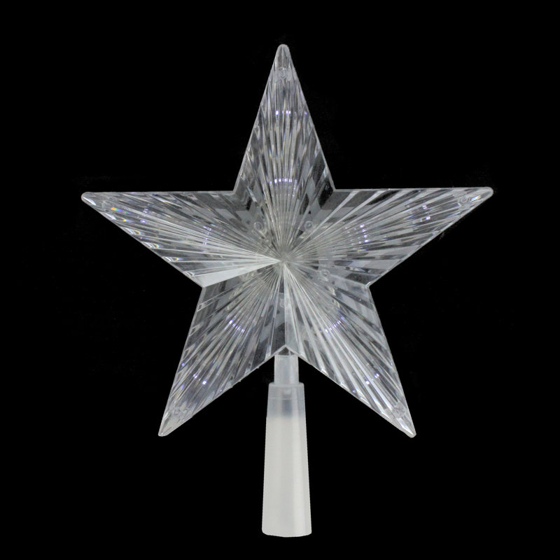Clear Crystal Star Christmas Tree Topper with LED Lights