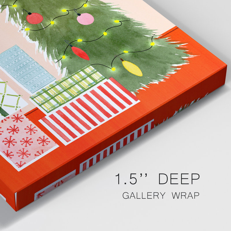 Toile tendue avec châssis de Noël de la collection B Christmas Bas - prêt à accrocher, H 12 po x l 8 po x P 1,5 po