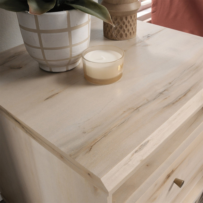 Table de chevet Coastal avec grand tiroir, finition brune