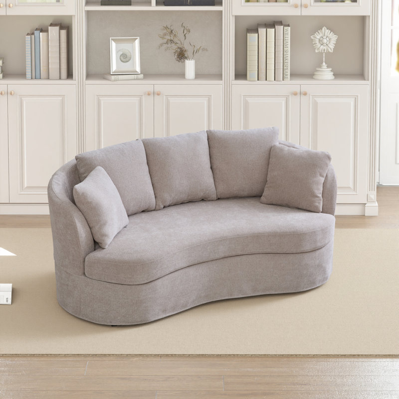 Canapé incurvé moderne avec coussins de 73,8 po de largeur, Taupe