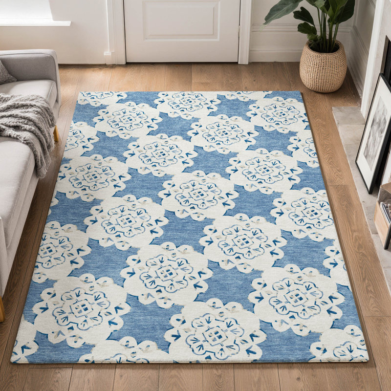 Tapis décontracté de qualité supérieure Mayfield, Bleu, 5 pi x 7 pi 6 po