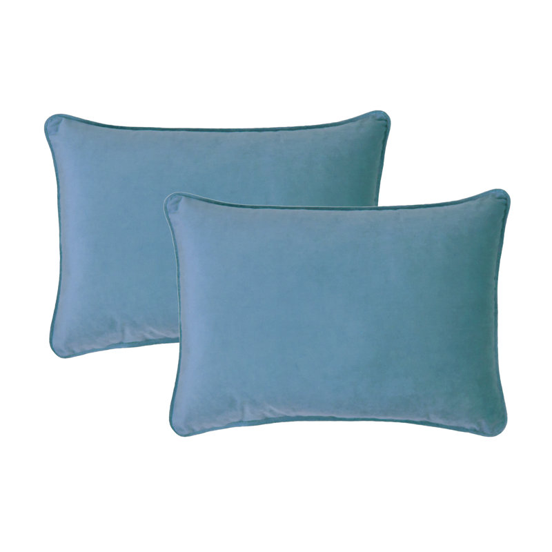 Housse et insert de coussin en velours , Bleu, 13 po x 19 po