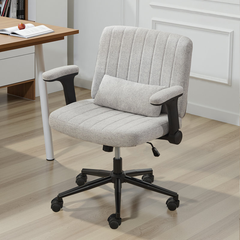 Criss Cross Office Chair With Wheels And Adjustable Flip Arms, Wide Cross Legged Desk Chair For Home Office, Bedroom, Apartment