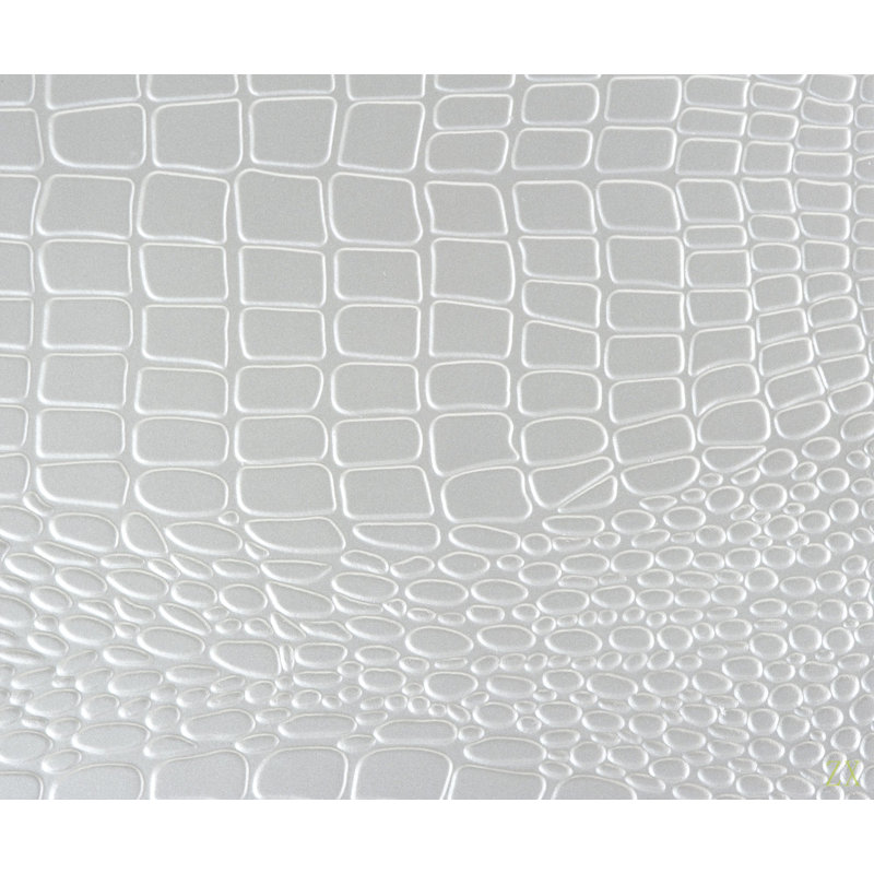 Glamourous 1Pc Table de chevet 2X Tiroirs à queue d'aronde Faux Alligator, Argent argent