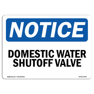 Domestic Water Shutoff Valve Sign