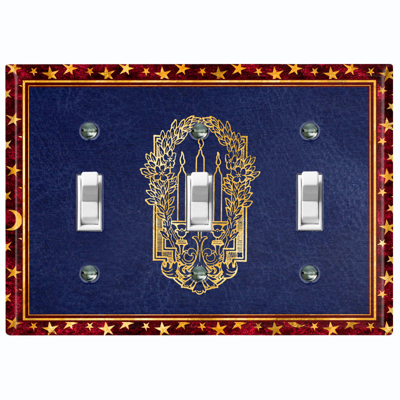 Plaque murale à 3 interrupteurs à bascule Elegant Candles, Bleu marine