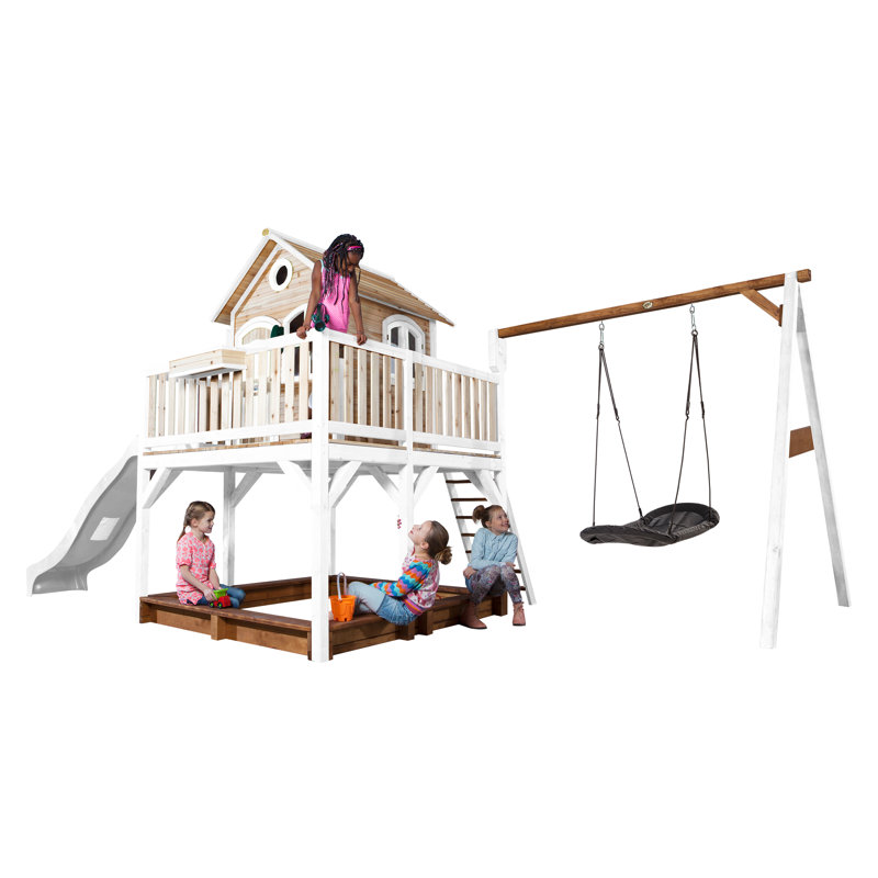Liam AXI Hemlock Swing Set with 1 Swing(s) , 1 Slide(s), Brown/White, White