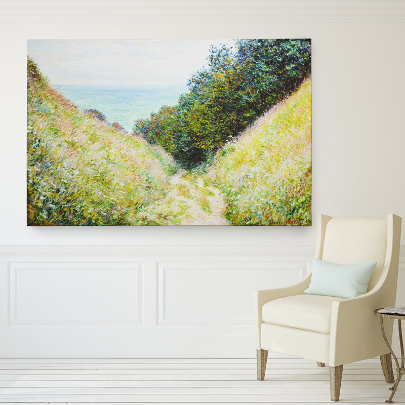 «Road at La Cavée» par Claude Monet, reproduction, H 18 po x l 27 po x P 1,5 po, Toile tendue