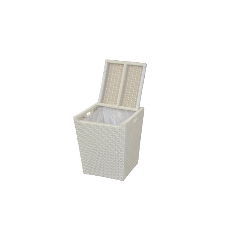 Plastic Laundry Basket with Handles, White