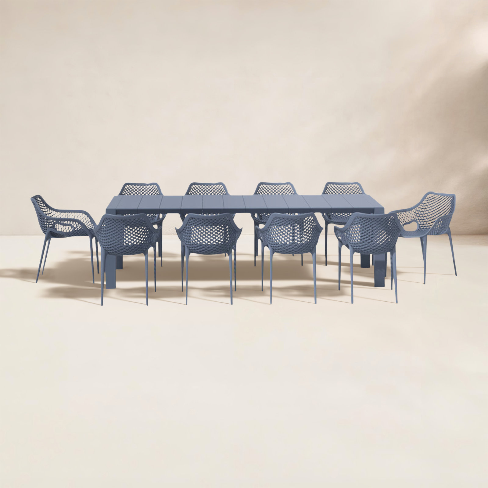 Farrah 118" Patio Dining Set, Dark Gray