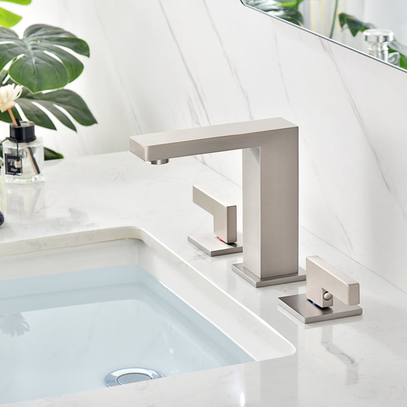 Robinet de salle de bain surdimensionné à 2 poignées à 2 poignées et robinet à 3 trous pour salle de bain de style rétro Summit, nickel brossé