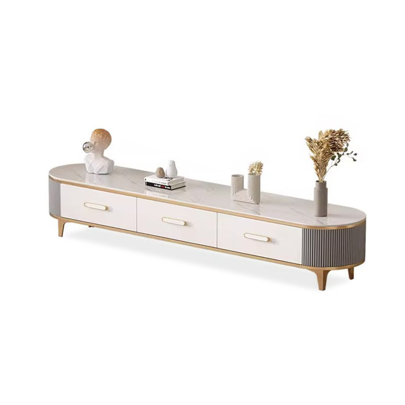 Meuble télé blanc en bois manufacturé, H 15,75 po x L 62,99 po x l 13,78 po